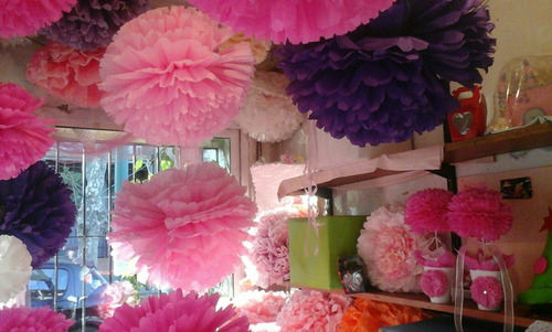 25 Pompones De 6 Cm De Papel Seda $ 160