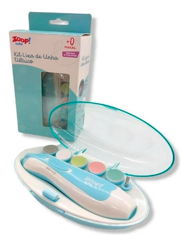 Kit 6 Lixas De Unha Elétrico Para Bebês Com Estojo Zoop Baby Cor Azul