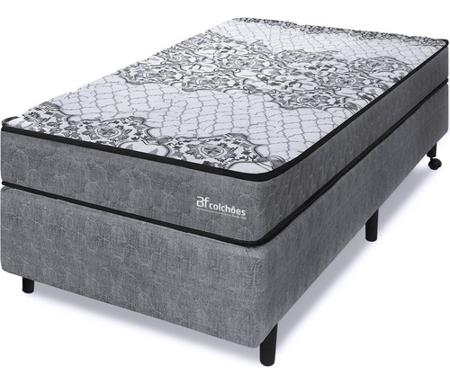  Bf Colchões Cama Box Sleep Extra Firme ortopédico 97cm x 203cm Cinza Solteiro