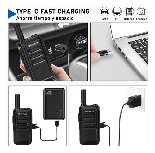 Walkie Talkie Radios De Comunicacion Largo Alcance Manos 2pc Color Negro