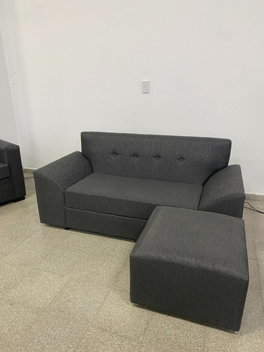 Sillón Esquinero Chenille Tela Resistente Colores Living Gris Oscuro Chenille