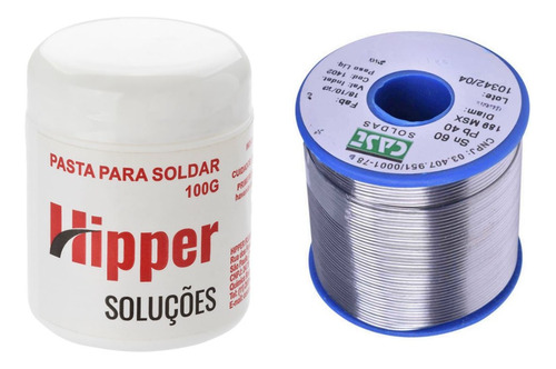 Solda Estanho 1,5mm 60x40 Rolo 250g +pasta Para Solda Hipper