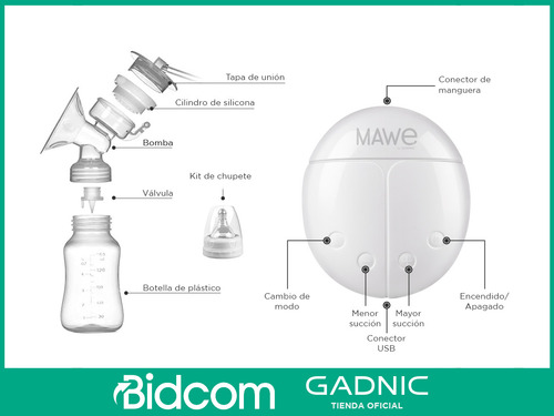 Sacaleche Materna Extractor Eléctrico Gadnic Kit Doble 150ml