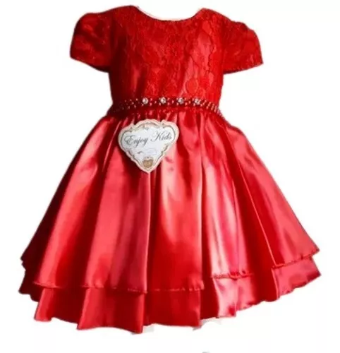 Vestido infantil vestido de princesa para meninas vestido de bolo bufante  com nó de laço de contas grande festa infantil (vermelho, 7-8 anos)