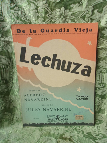Partitura Antigua Lechuza Navarrine Tango Cancion