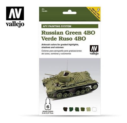 Vallejo Set Pinturas X6 Verde Ruso 4bo 8ml Rdelhobby Mza