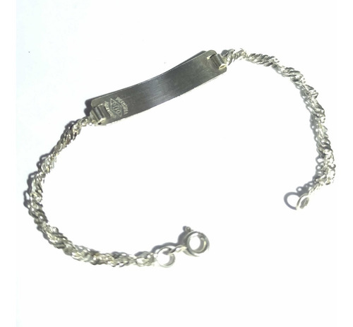 Pulsera Plata Identidad Bebe Niño Niña Grabada Ambos Lados Diámetro 1 Cm Largo 16 Cm