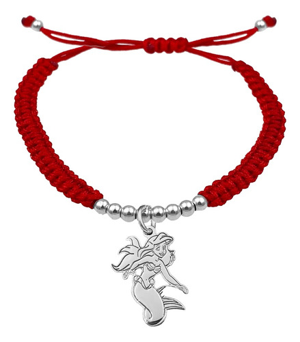 Pulsera Bolitas La Sirenita Plata 925 Roja