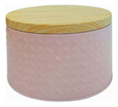 Tarro de lata de caramelo con textura rosa, 13,5 x 8 cm, Rizzo