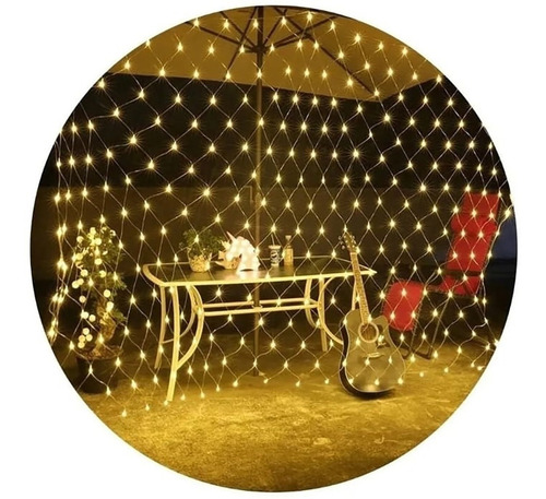 Imagen 1 de 9 de Red Cortina Led Luz Blanca Calido 96 Ext Inter 220v 1.5x1.5m
