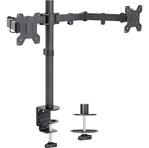 VIVO Soporte de montaje en escritorio para monitor Dual LCD LED de 13 a 30 pulgadas, resistente, totalmente ajustable, se adapta a 2 pantallas, STAND-V002