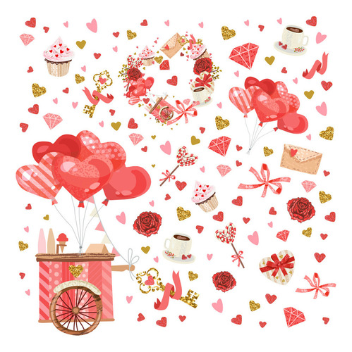 Cc Pegatinas Cristal Para El Día San Valentín, Pegatinas