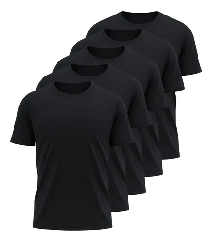 Kit 5 Camisetas Básicas Masculina Dry Fit Lisa Tradicional Preto M