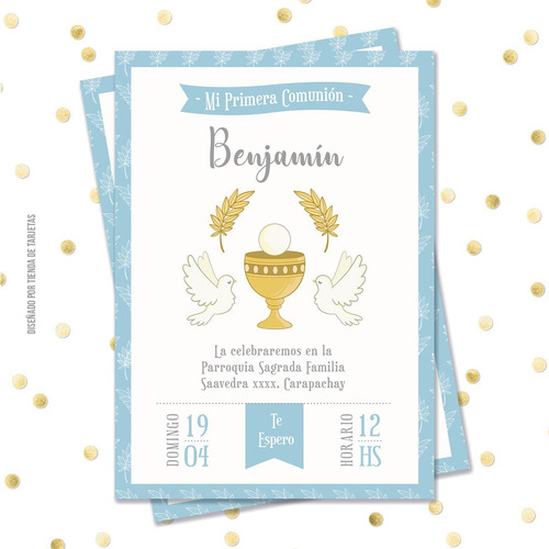 Imagen 1 de 1 de Invitación Digital + Imprimible Primera Comunión Nene Varón