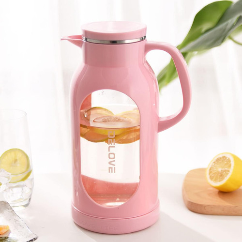 Delove 68 Oz/2 Liter Glass Pitcher With Shatterproof Shel Ab