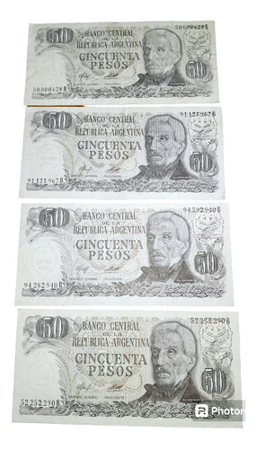 Billetes 50 Pesos San Martin Viejo Precio X Lote De 4 U. 