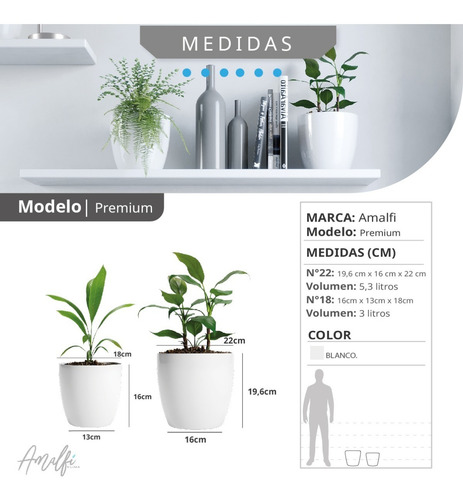 Imagen 2 de 8 de Maceta Plástica Premium Redonda Combo N 18 + N 22 Nórdica