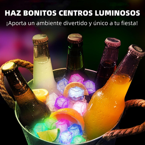 48cubos De Hielo Con Led Impermeable Con Parpadeo Multicolor