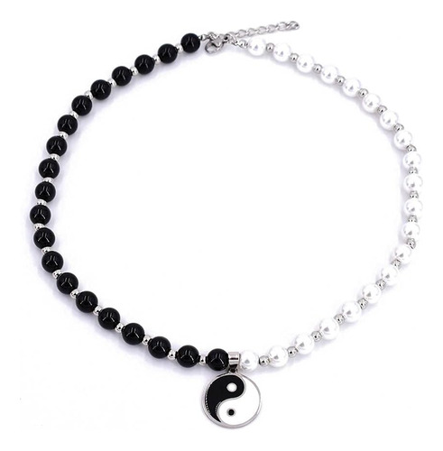 Collar Gótico De Perlas Yin Yang Para Hombres Y Mujeres, Gar