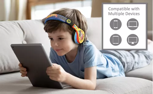 Ryans World - Auriculares para niños, diadema ajustable, sonido estéreo,  conector de 0.138 in, auriculares con cable para niños, sin enredos,  control