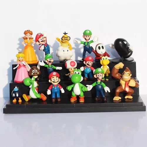 18pcs Super Mario Bros Figuras de Ação Brinquedos Set Jogo