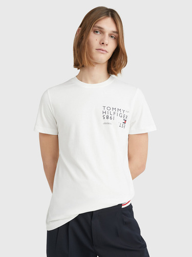 Polera Brand Love Back Slim Fit Hombre Tommy Hilfiger Blanco