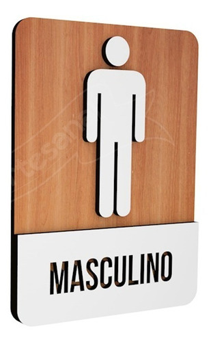 Placa Indicativa Sinalização Banheiro Masculino Mdf