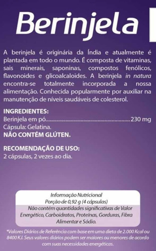 Imagem 3 de 3 de Berinjela 60 Caps