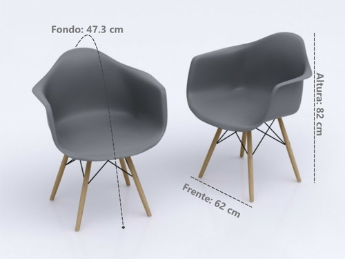 Imagen 2 de 2 de Paq 4 Sillas Eames Para Comedor Y Antecomedor Nut813-gr