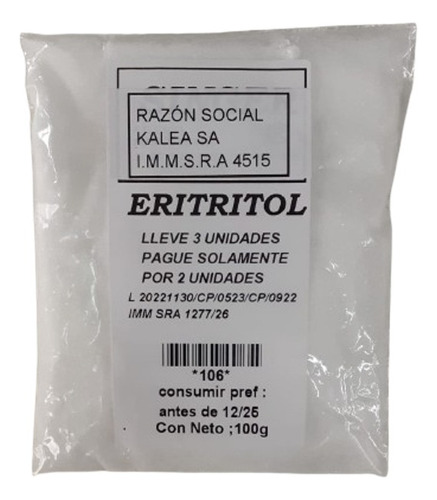 Eritritol 100 G 3 X2 Precio Por Unidad