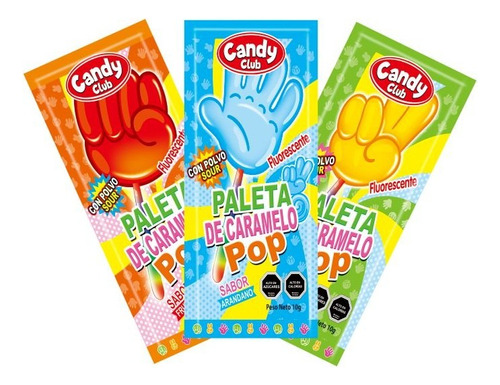 Paleta Candy Club Con Polvo Sour Sabores 10g 30 Unidades