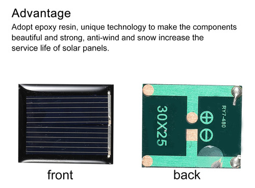 Mini Célula Solar 1v 80ma Para Proyectos Diy Paquete De 5 Color 0v 0v