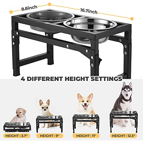 Cuencos Perros Elevados Ajustables, Soporte Cuenco Perr...