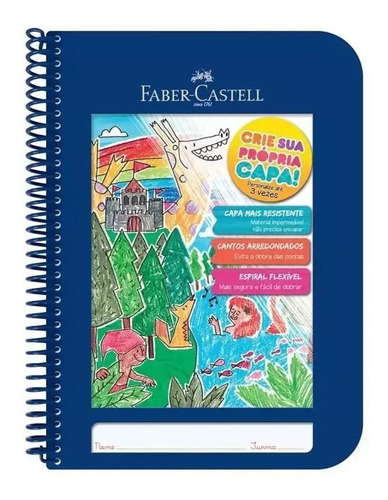 Kit Com 6 Cadernos Criativo Azul - Faber Castell 