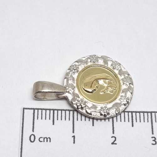Imagen 6 de 7 de Dije Plata Y Oro Virgen Niña Con Corona Chica