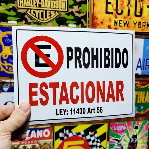 Cartel Chapa Prohibido Estacionar Horizontal Apto Exterior