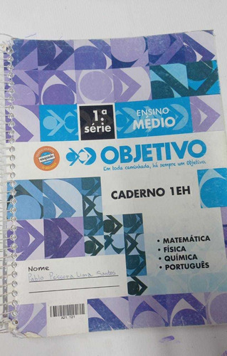 Kit 3 Cadernos Objetivo Ensino Médio 1a Serie Caderno 1eh Caderno 4hb E Caderno 3 Revisão Bimestral (Usado)