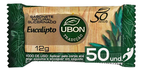 Mini Sabonete Natural Glicerinado Com Eucalipto Ubon 50 Und.