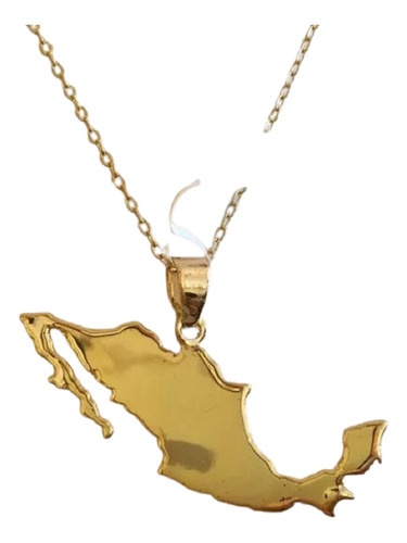 Dije Mapa Mexico Con Cadena En Chapa De Oro22k