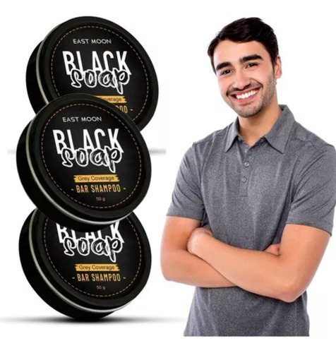 3 Peças De Sabonete Preto Para Cabelos Masculinos - Para