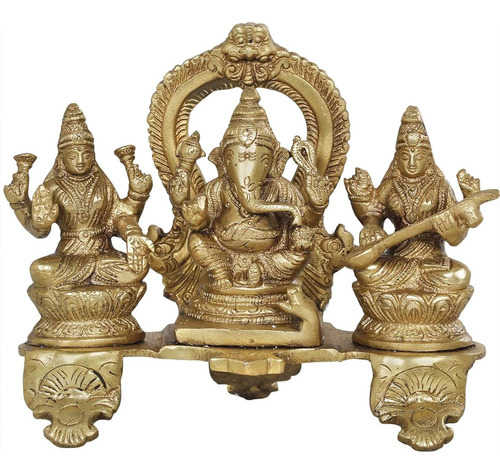 Lakshmi Ganesha Saraswati - Estatua De Bronce