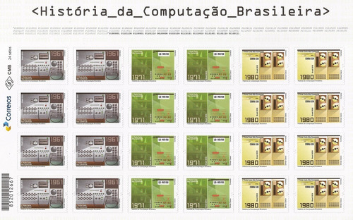 Folha Inteira Selo 3759-3761 História Computação Brasileira