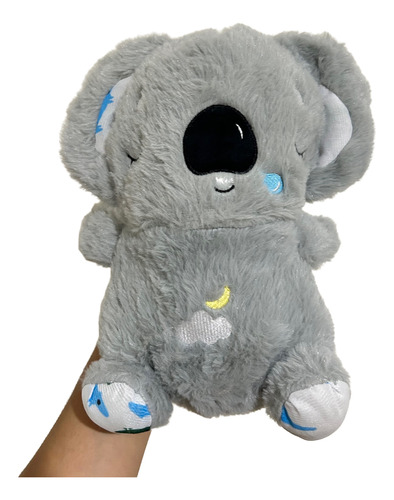 Peluche De Apego Luz Sonido Respira Con Movimient Para Bebés Gris