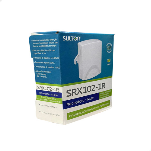 Receptora Srx 102 1r Sulton 12v 1 Relé + 4 Controles 433mhz
