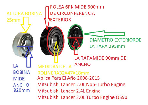 Bobina Compresor Mitsubishi Lancer Touring 08-15