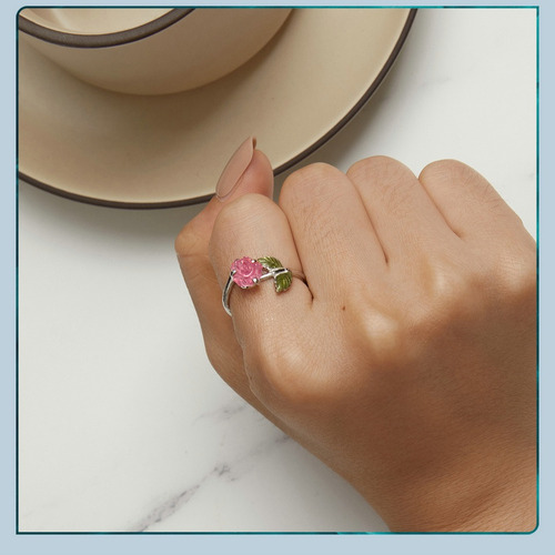 Anillo Ajustable Para Mujer Rosa Cambia Color En Plata 925