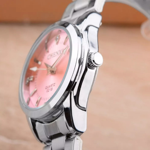 Reloj Dama Acero Inoxidable Fondo Rosa