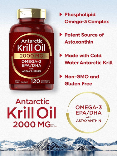 Aceite De Krill 2000 Mg Carlyle 120 Capsulas Blandas