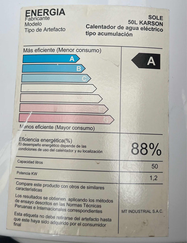 Terma Eléctrica Sole Karson 50l