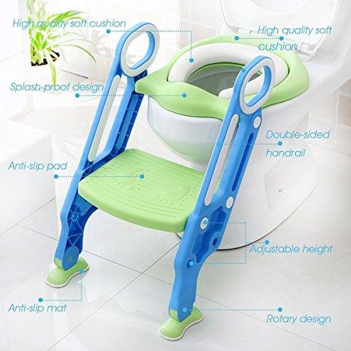 Imagen 7 de 8 de Asiento Para El Inodoro Potty Con Escalera De Taburete De Pa